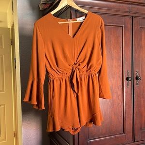 Copper / Burnt Orange flowy mini romper